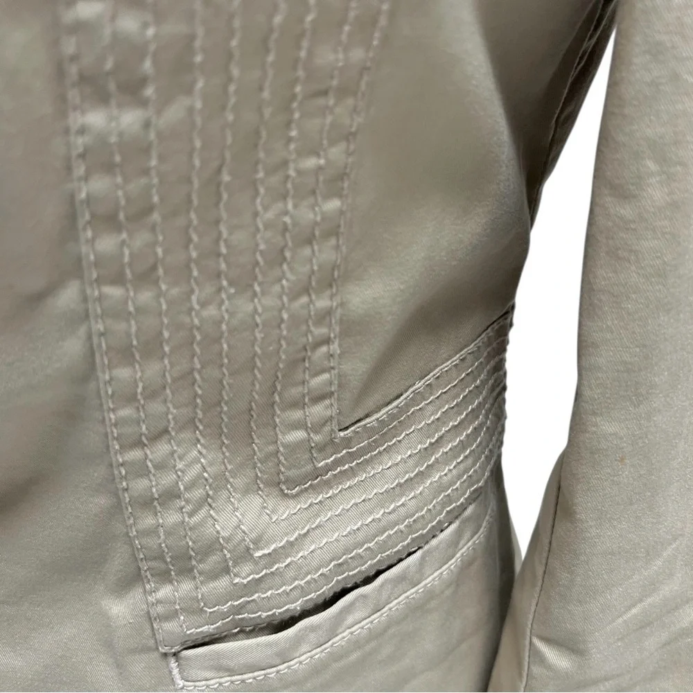 DKNY Tan Cropped Blazer Cotton Fitted Office Carrier Preppy Academia‎ Minimalist